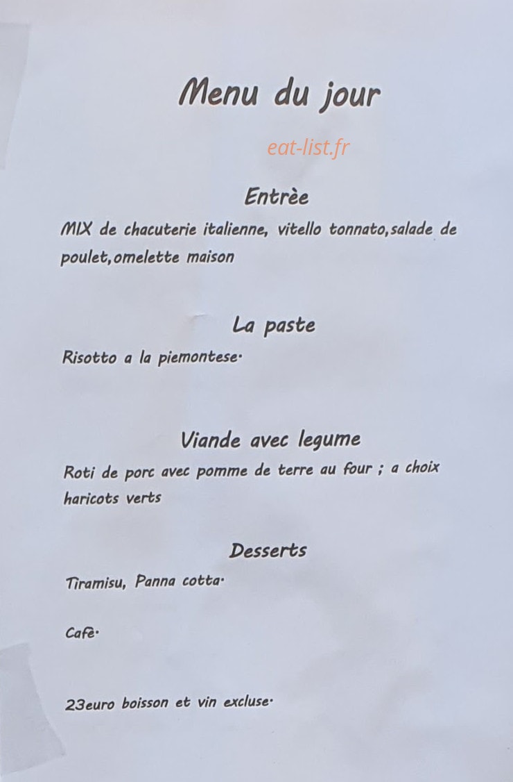 Carte et menu de La Pause du Viandante à Chateau Ville Vieille — Le menu du jour