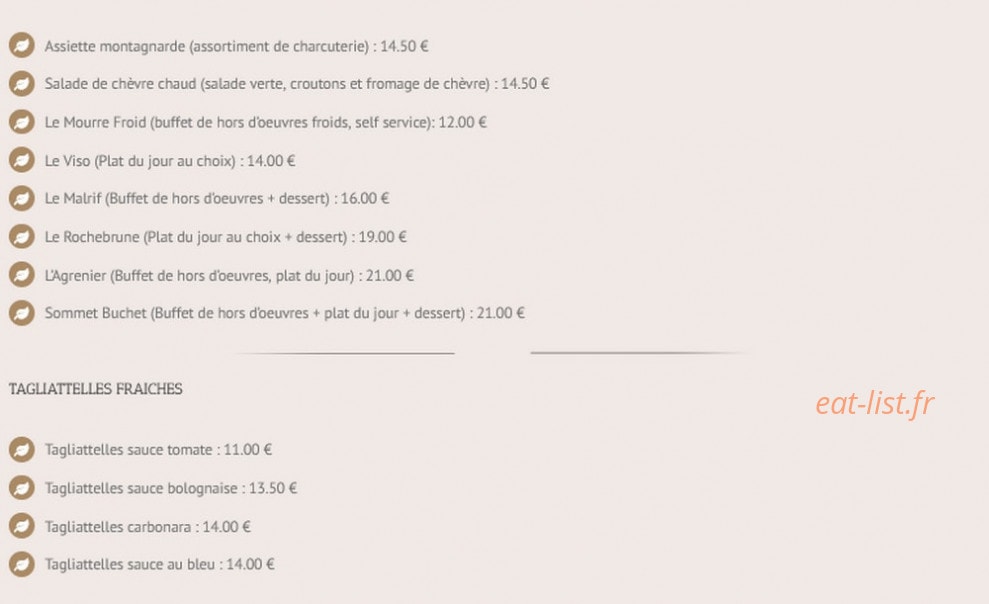Carte et menu de Le Guilazur à Chateau Ville Vieille — La carte