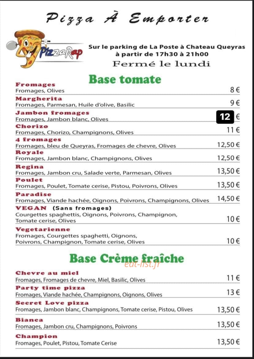 Pizzarap — carte page 1