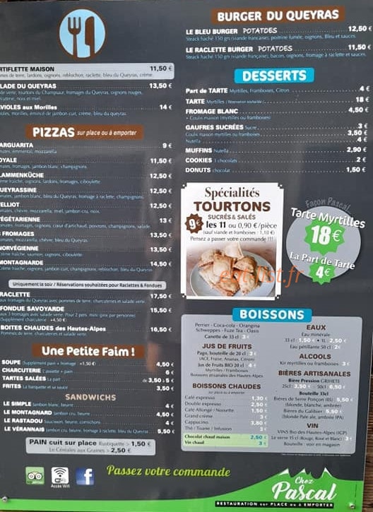 Chez Pascal — carte page 1