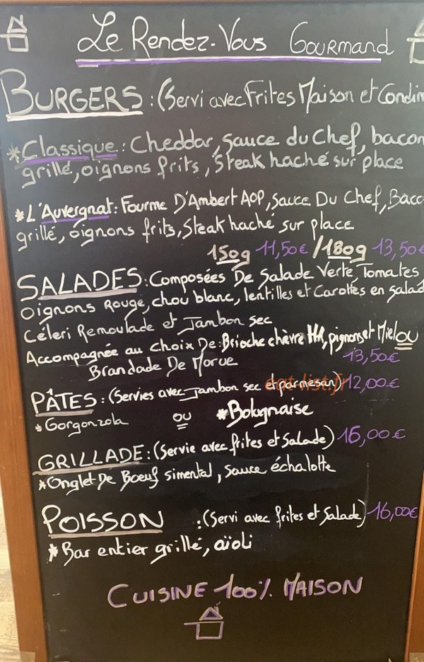 Le Rendez-vous Gourmand — carte page 1