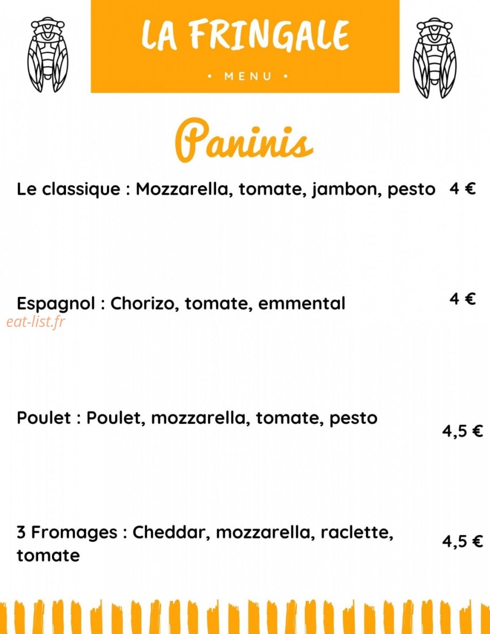 Snack La Fringale — carte page 3