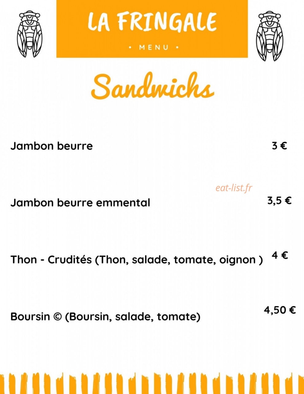 Snack La Fringale — carte page 2