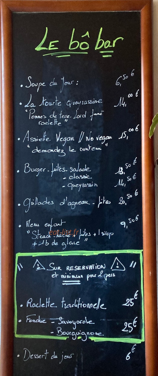 Le Bô Bar — carte page 1