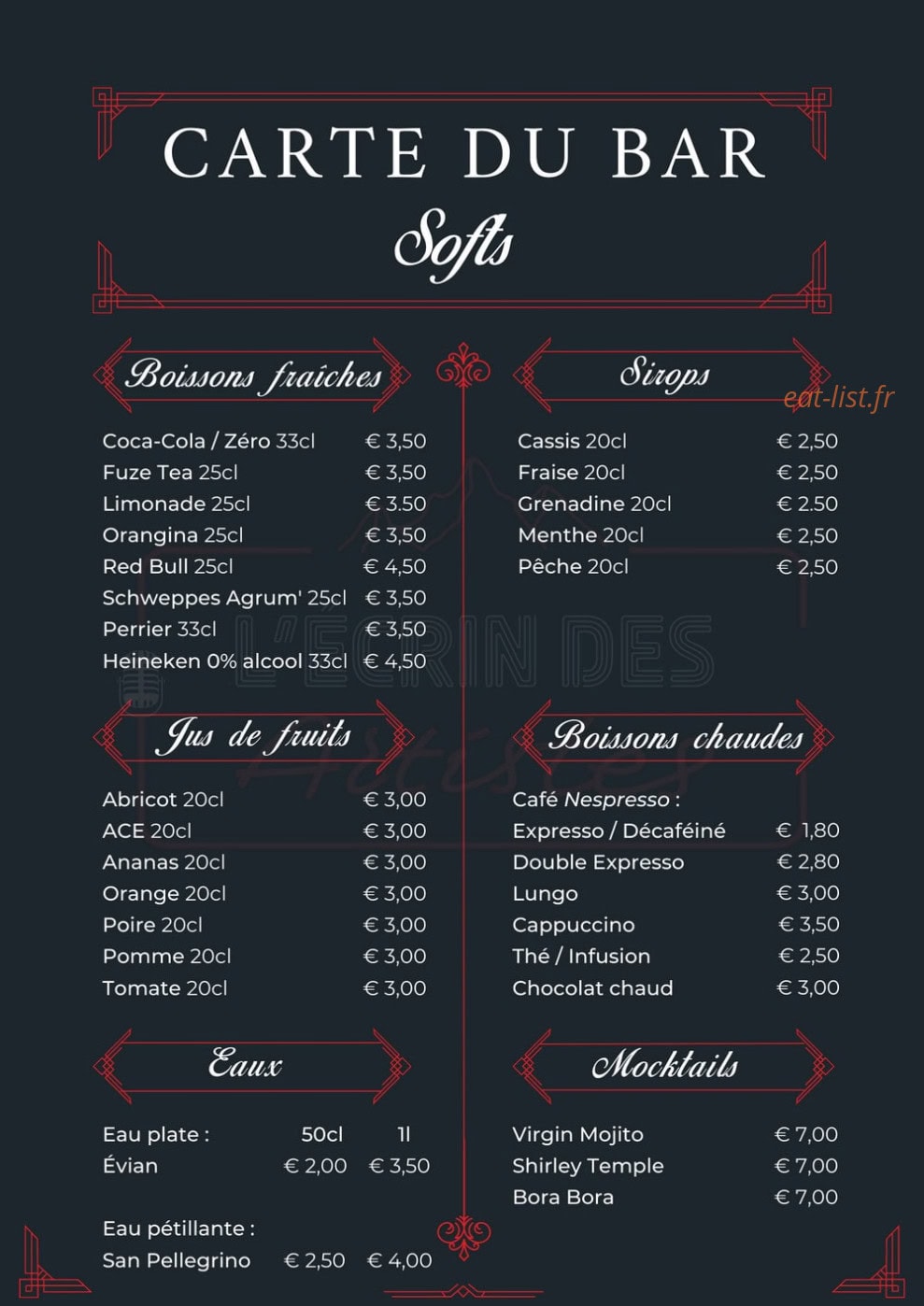 L'Écrin des Artistes — carte page 4
