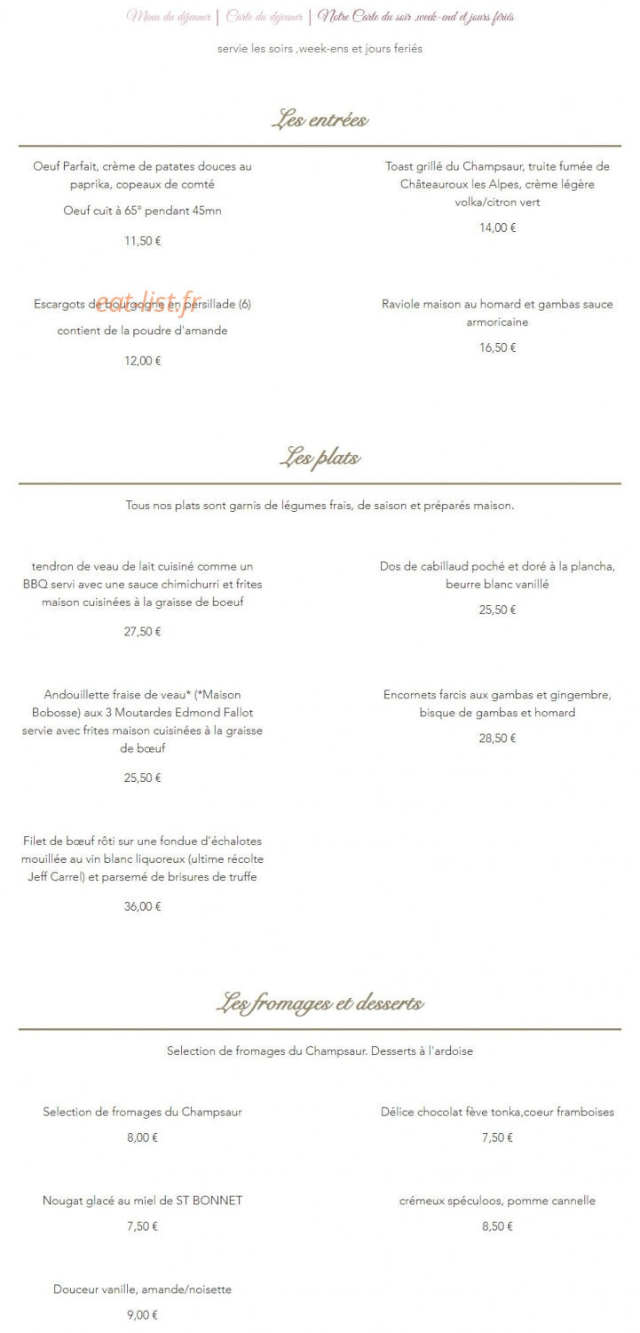 Le Temps des Mets — carte page 3