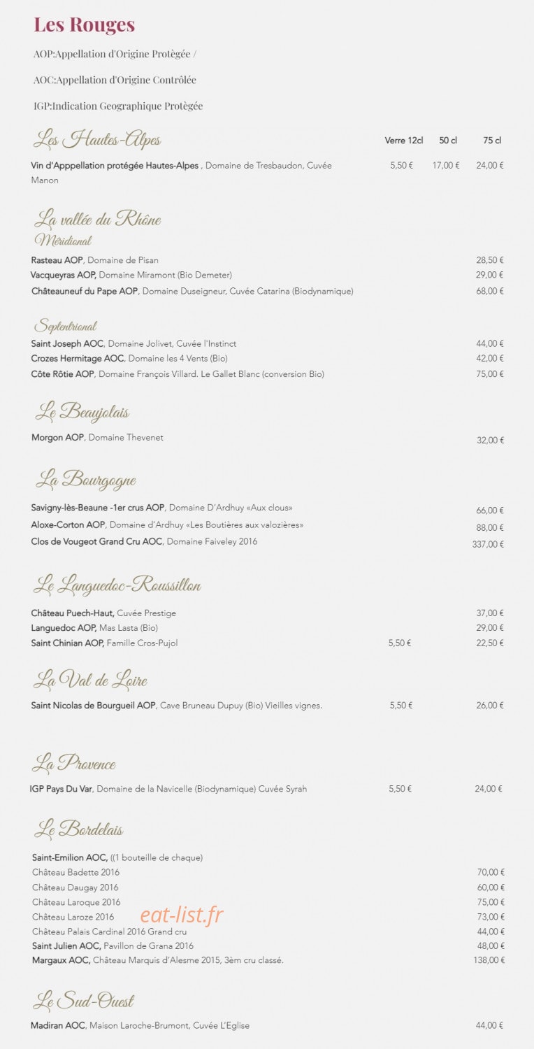 Le Temps des Mets — carte page 4