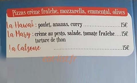 Carte et menu de Restaurant glacier de la plage à Saint Julien en Champsaur — Les pizzas page 4