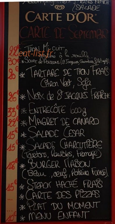 Carte et menu de Restaurant glacier de la plage à Saint Julien en Champsaur — Un exemple de menu du jour