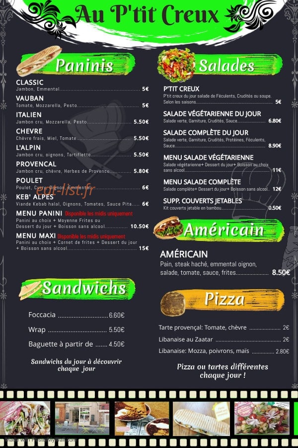 Au P'tit Creux — carte page 4