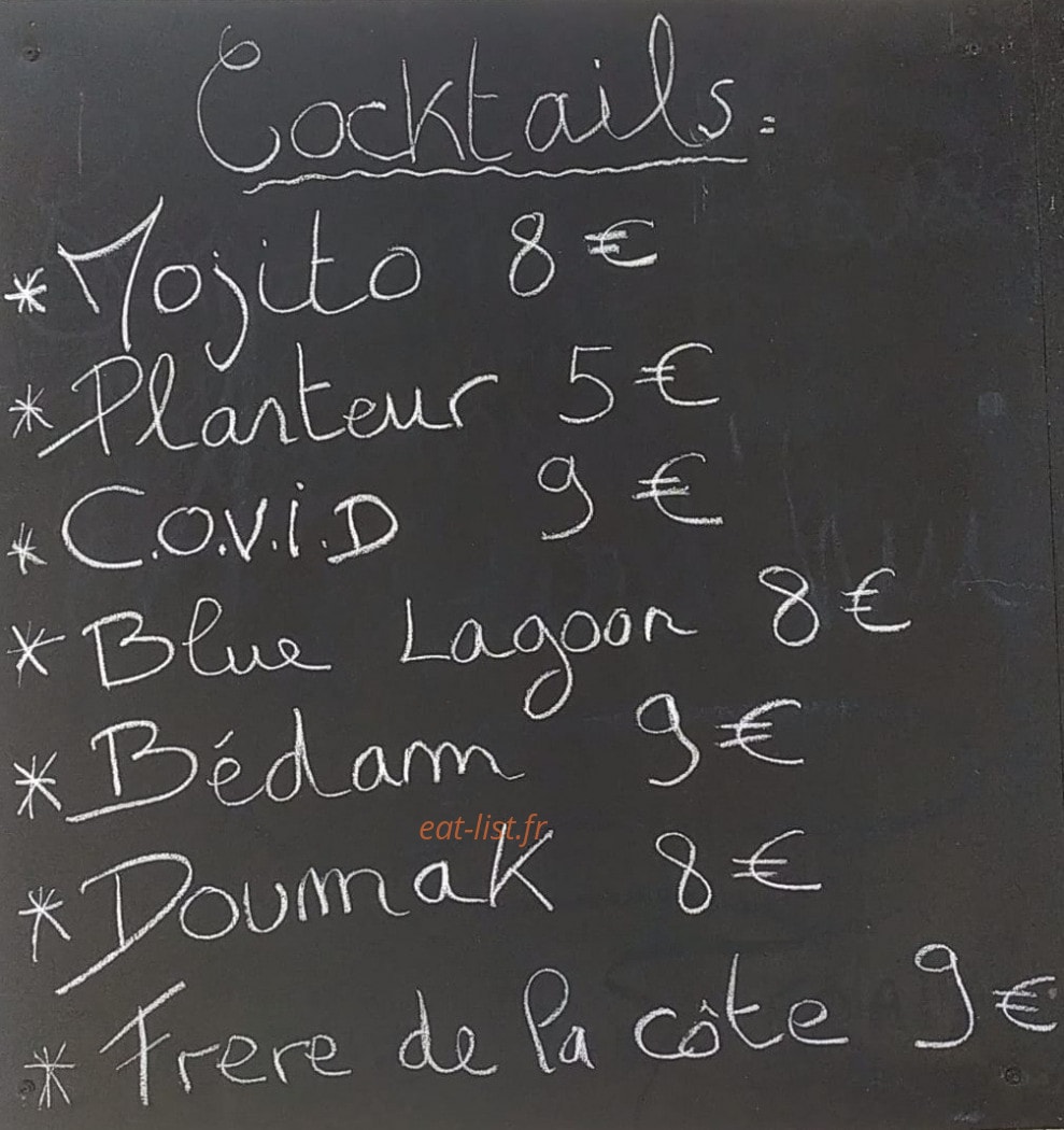 Le Central Bar — carte page 1