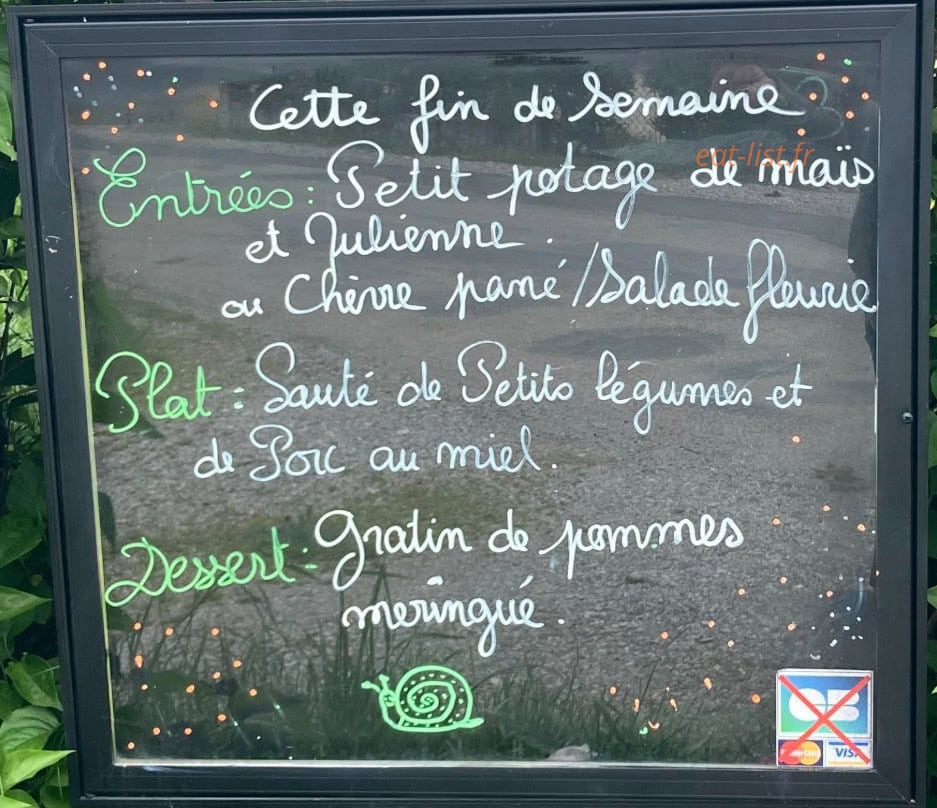 Carte et menu de La jument noire à La Batie Montsaleon — Le menu