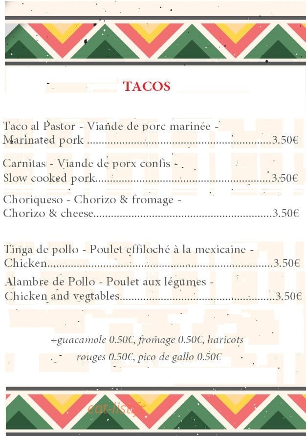 100% Tacos — carte page 3