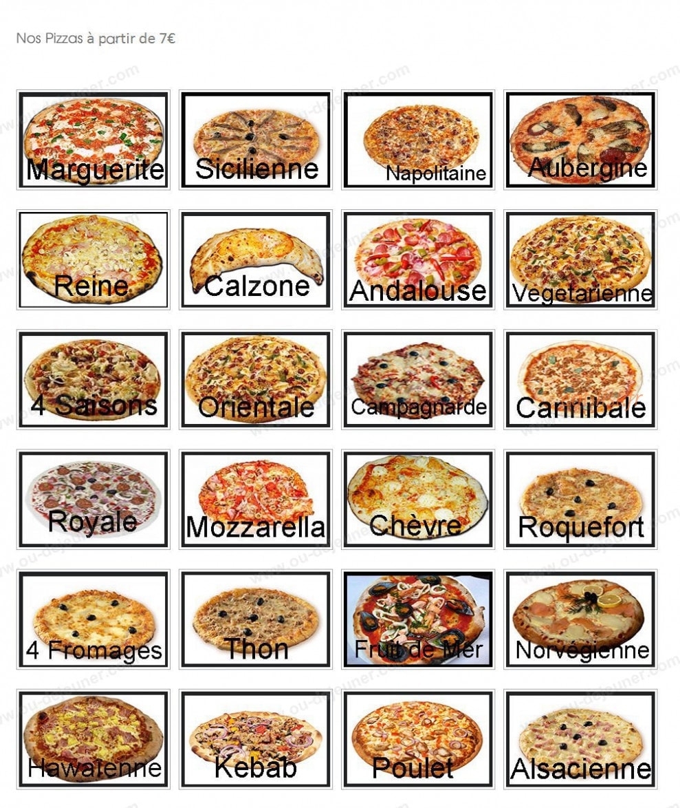 Allo Pizzas — carte page 1