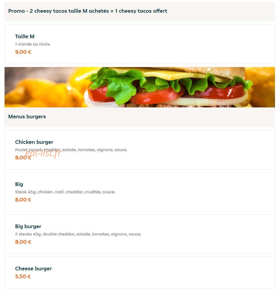 Allo Tacos — carte page 1