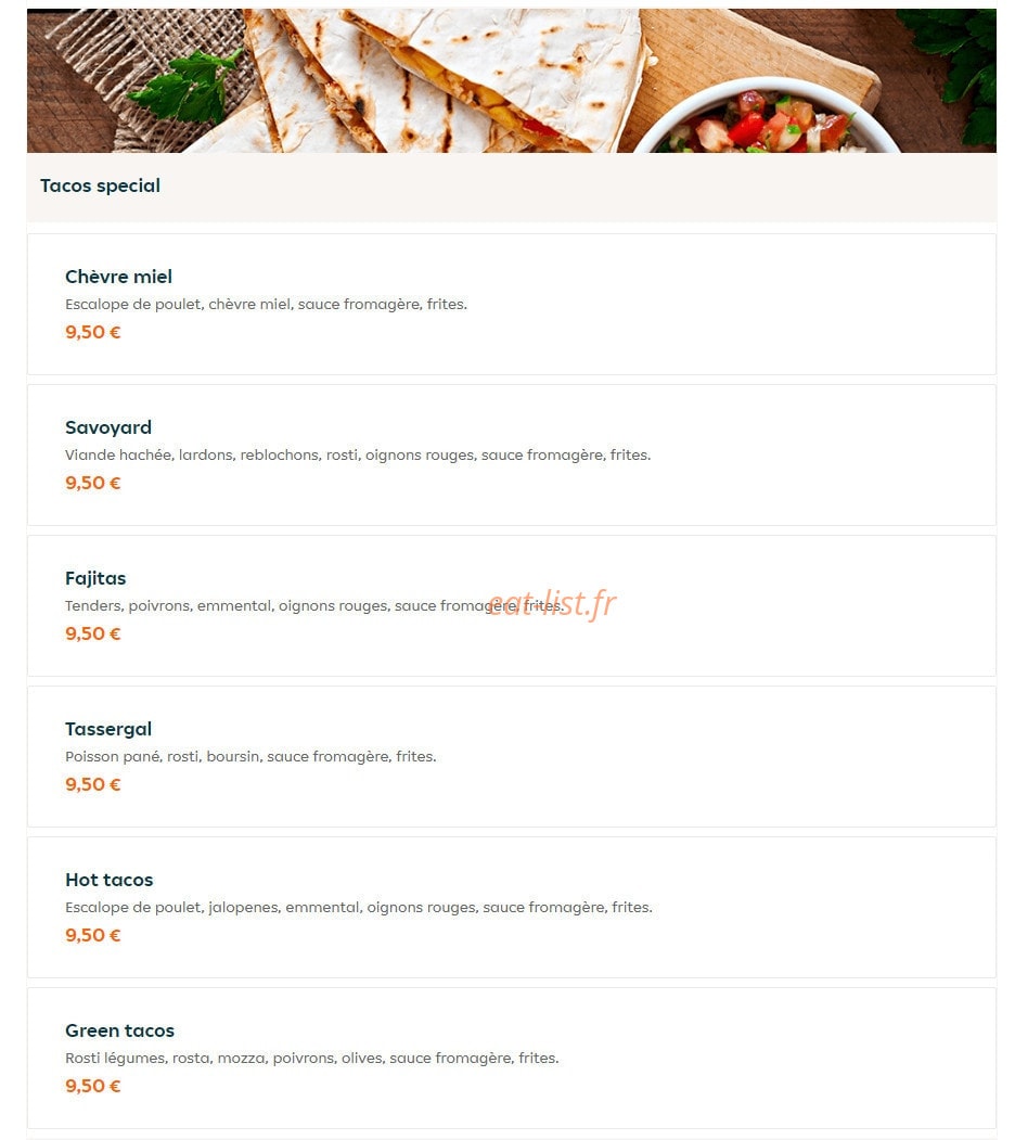 Allo Tacos — carte page 4