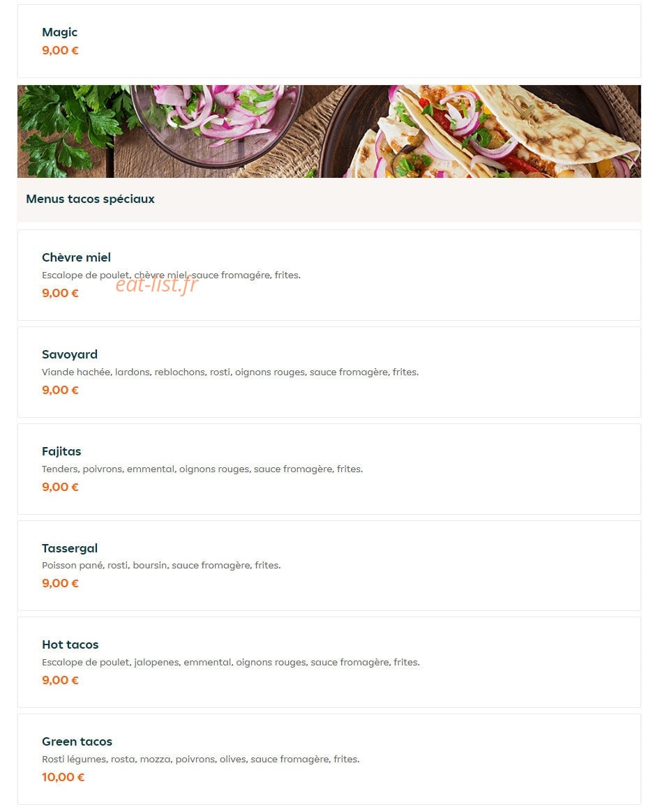 Allo Tacos — carte page 3