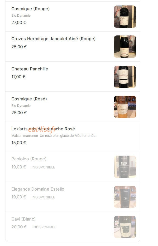 Alto Resto — carte page 8