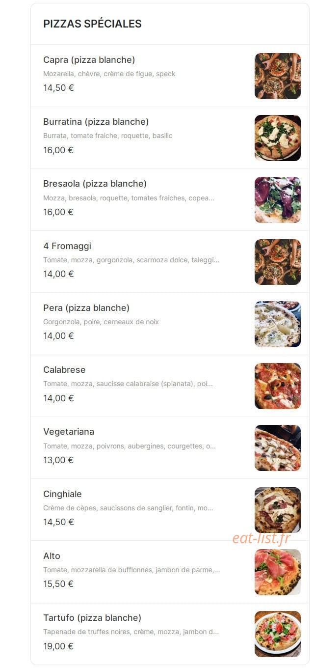Alto Resto — carte page 2