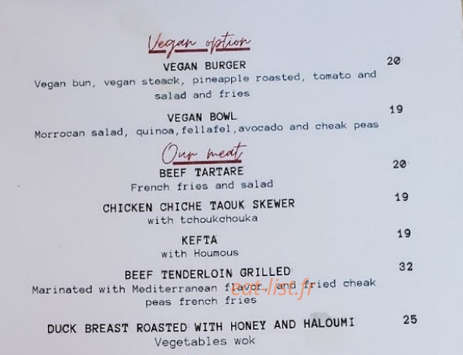 Annette Cafe — carte page 1