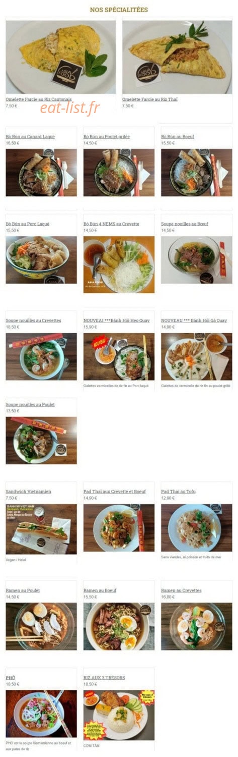 Asia Food — carte page 3