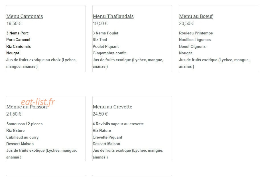 Asia Food — carte page 2