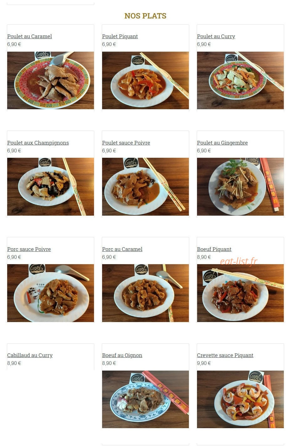Asia Food — carte page 4