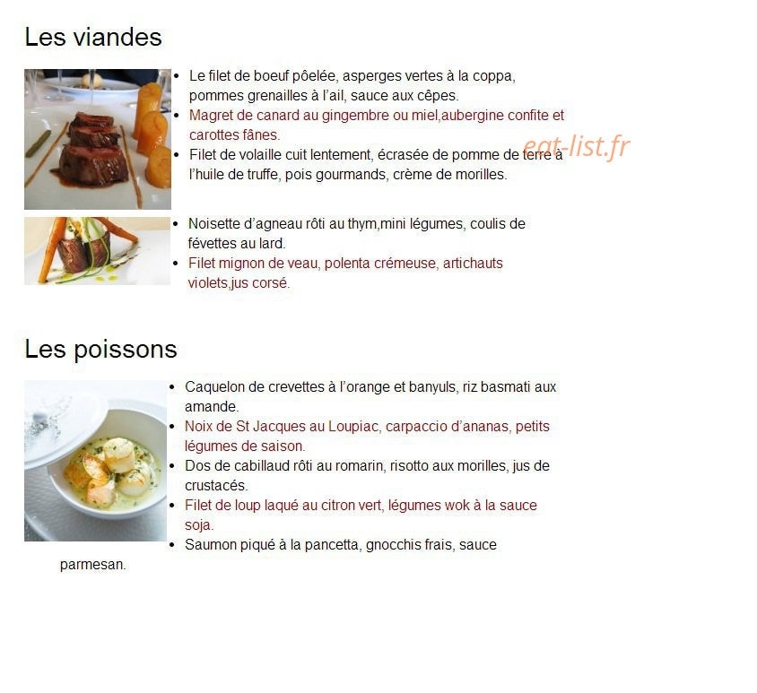 Au p'tit chef — carte page 2
