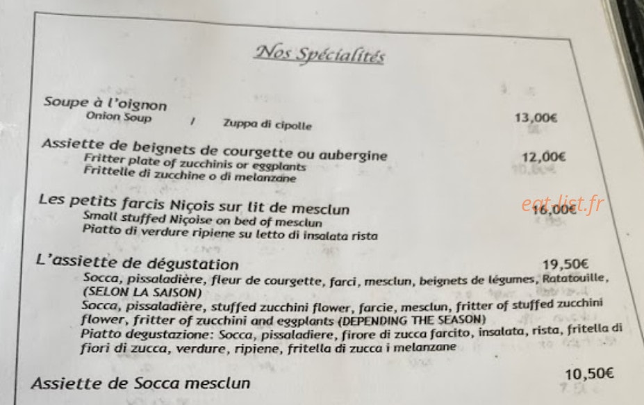 Au Pizzaiolo — carte page 1