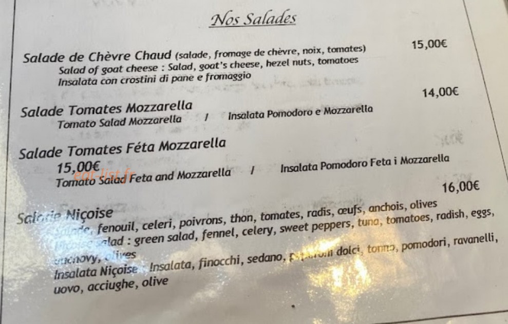 Au Pizzaiolo — carte page 2