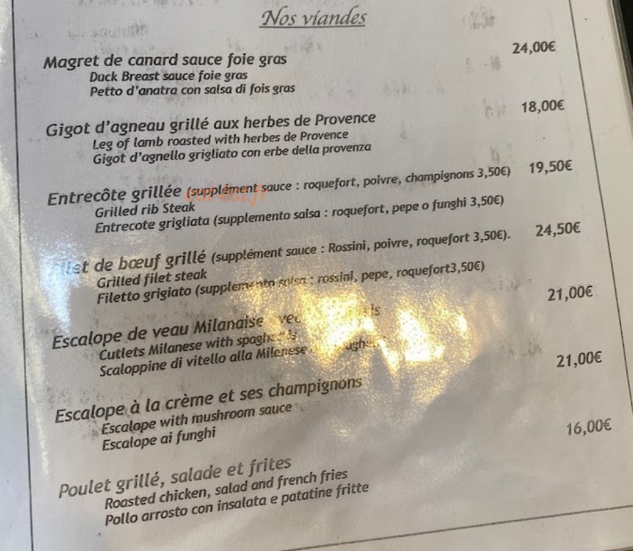 Au Pizzaiolo — carte page 4