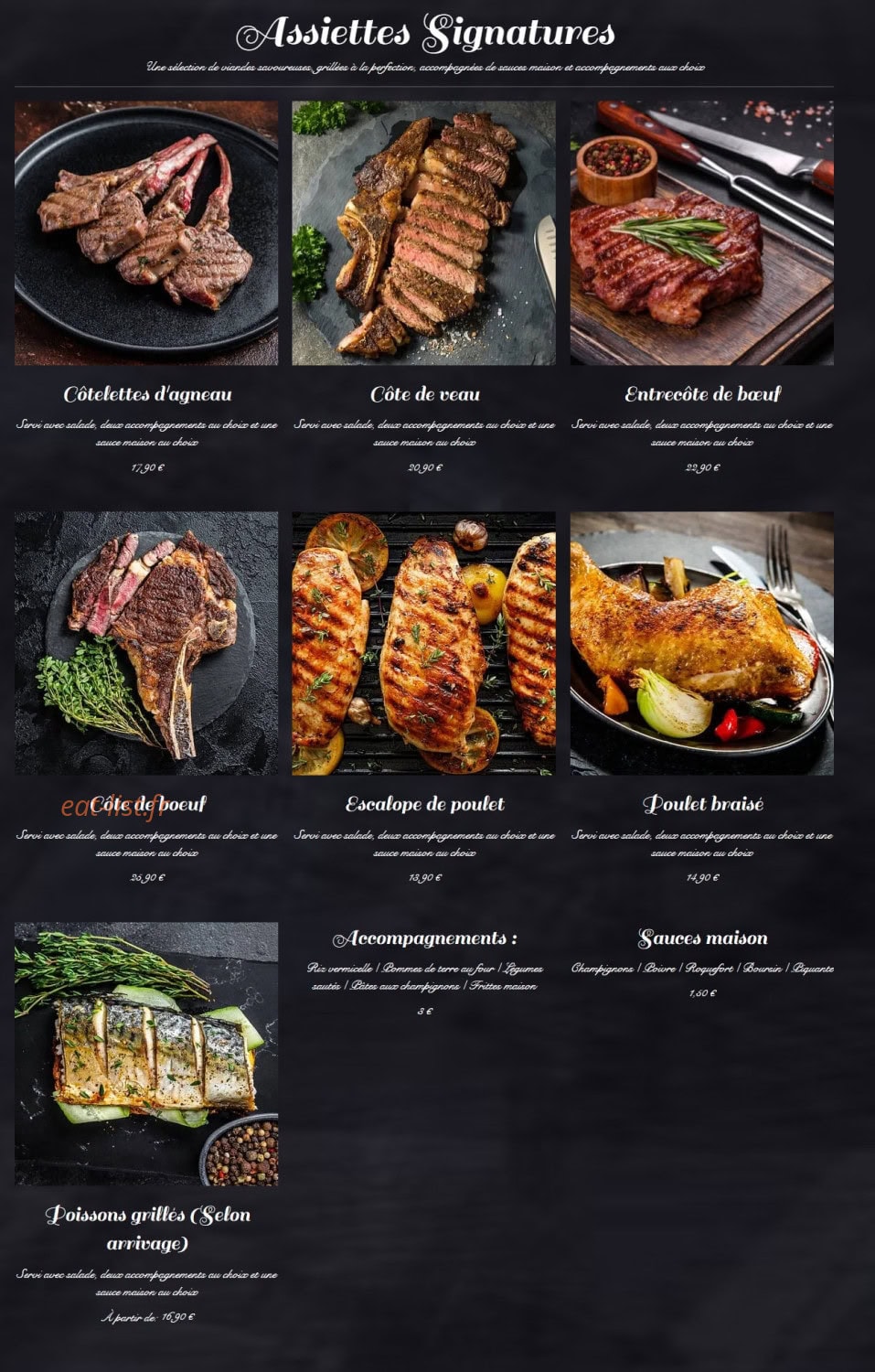 Azur Grill — carte page 3