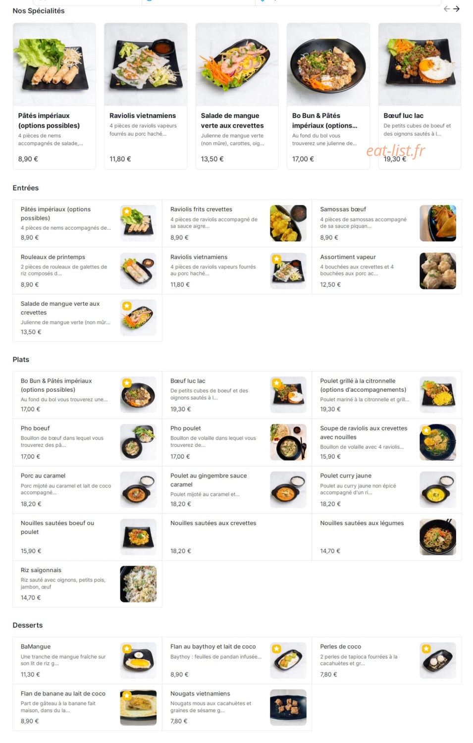 Ba Má Resto Viet — carte page 1