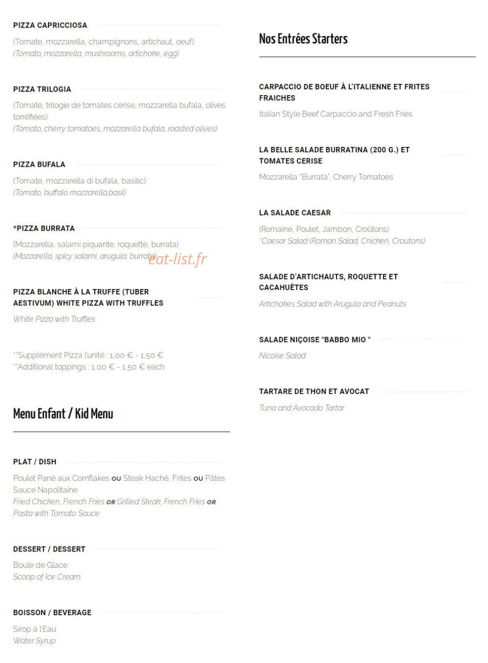 Babbo Mio — carte page 2