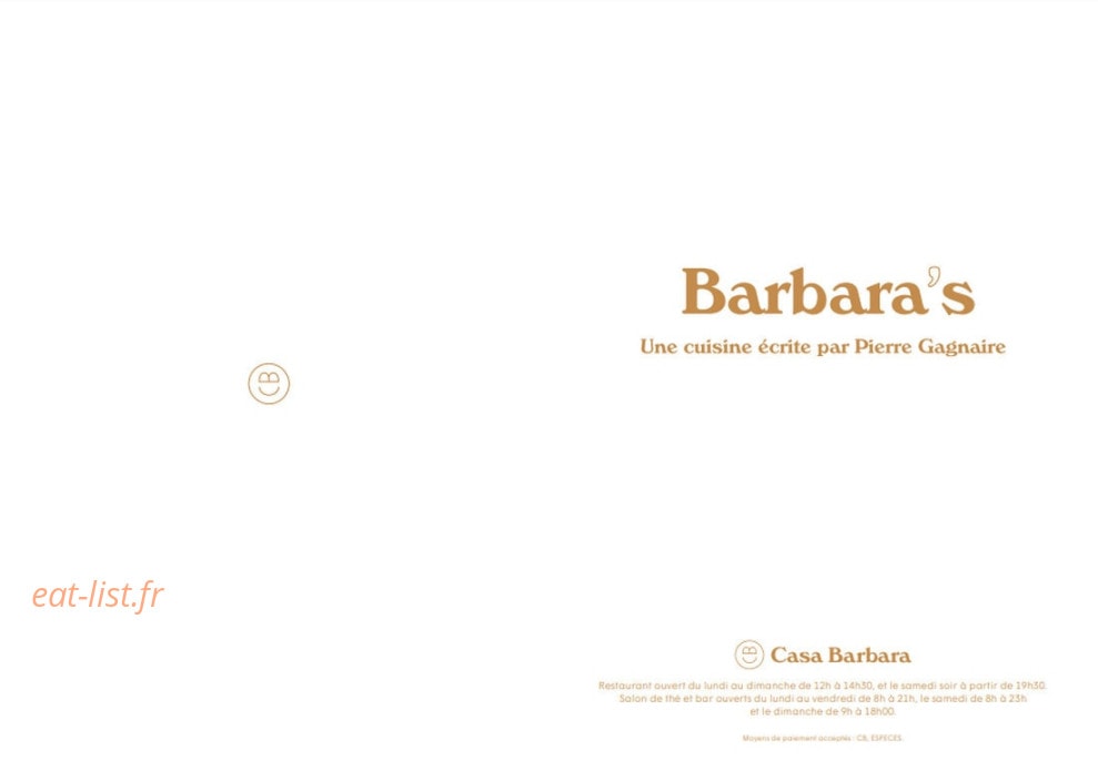 Barbara's — carte page 1