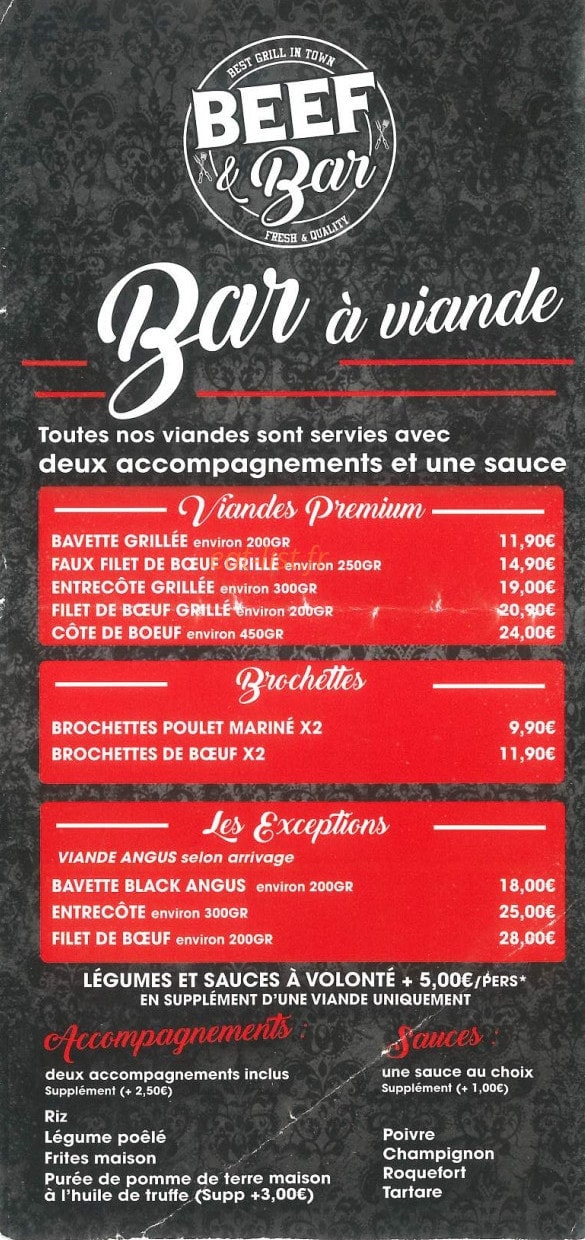 Beef & Bar — carte page 2