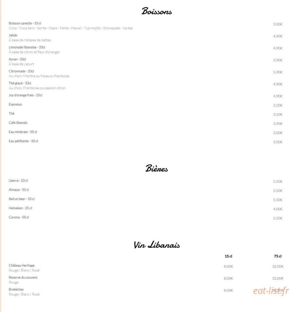 Beirut Grill House — carte page 3