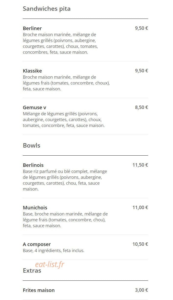 Berlin M Kitchen — carte page 2