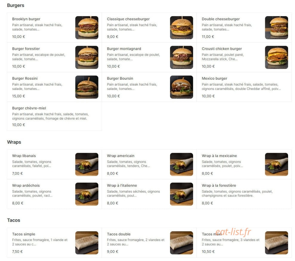 Best of burger & tacos — carte page 1