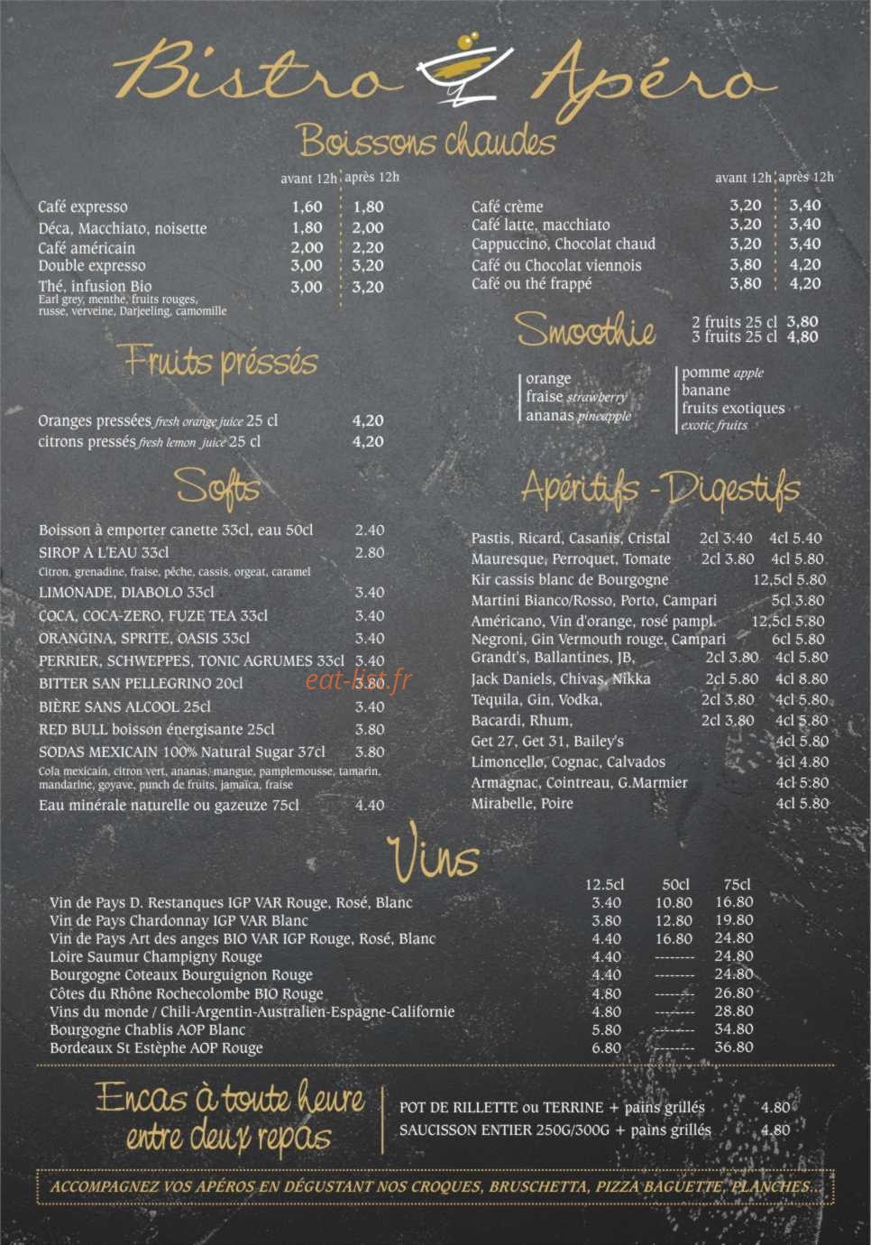 Bistro Apéro — carte page 3