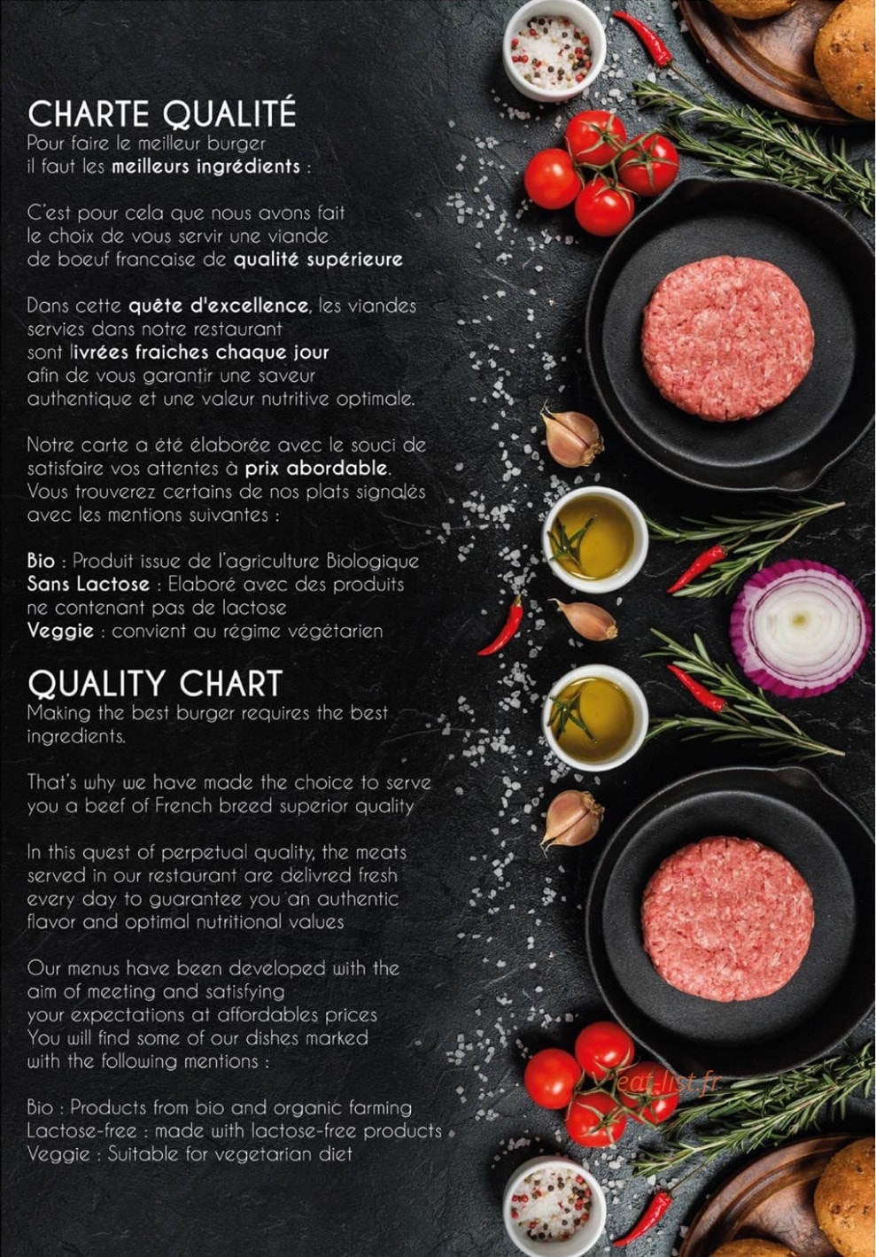 Bistro Burger — carte page 1