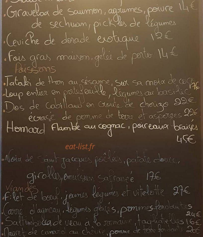 Bistrot Saint Georges — carte page 1