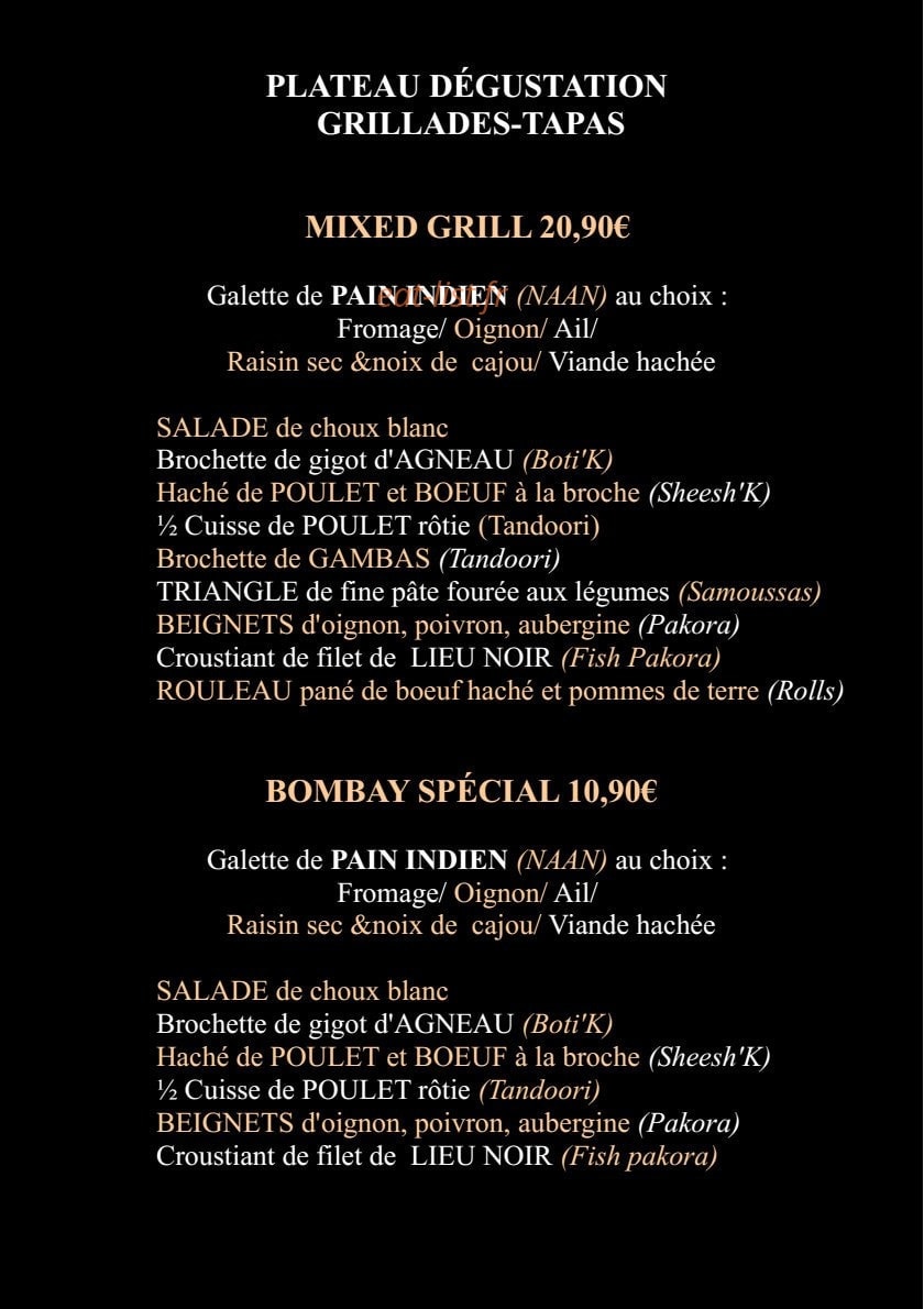 Bombay Palace — carte page 3