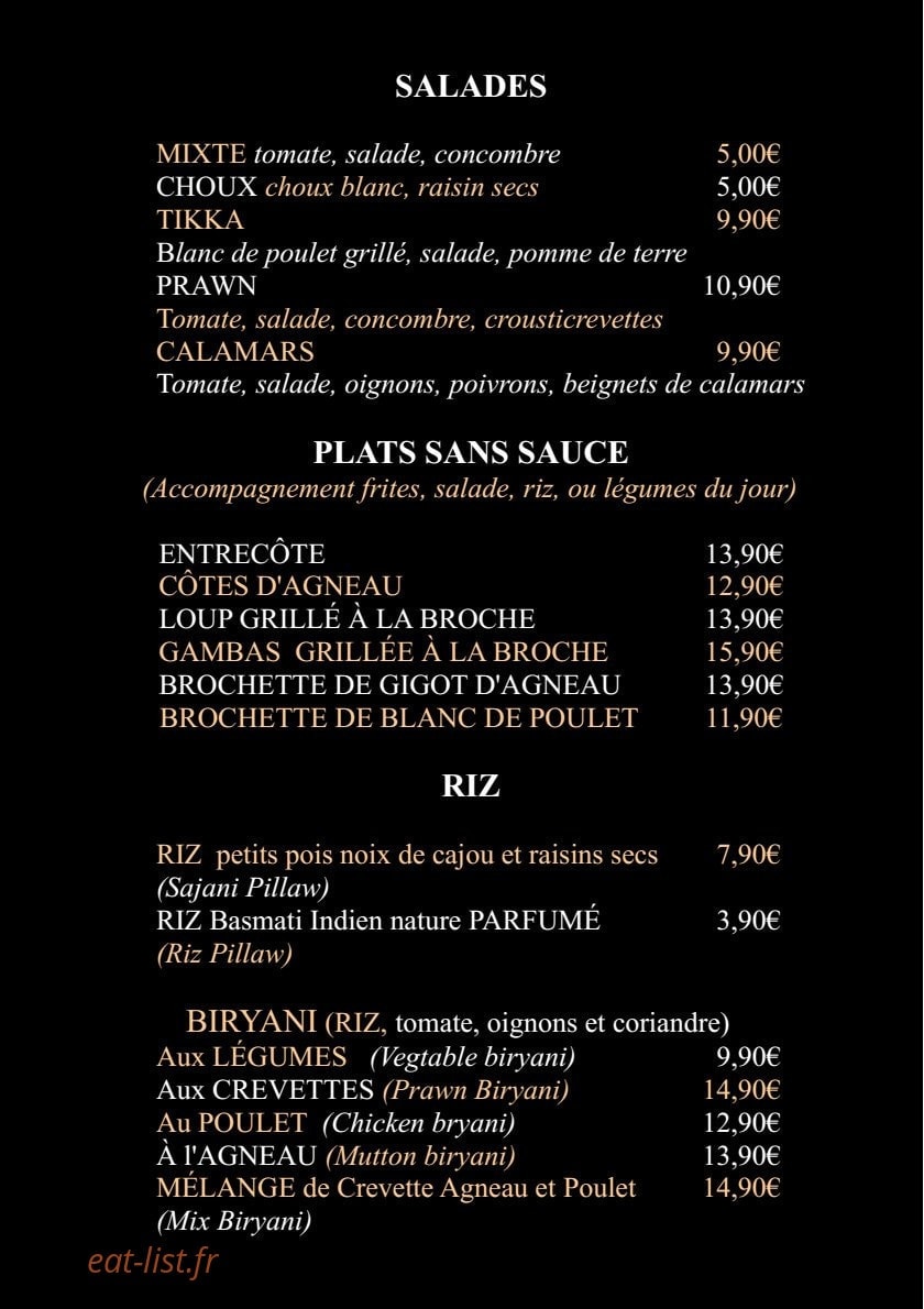 Bombay Palace — carte page 5