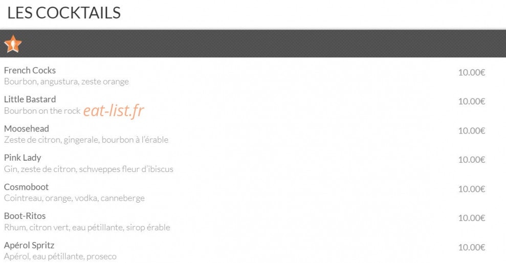 Bootgrill — carte page 2