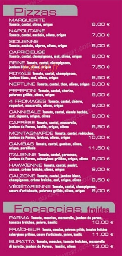 Brasserie du Col — carte page 2