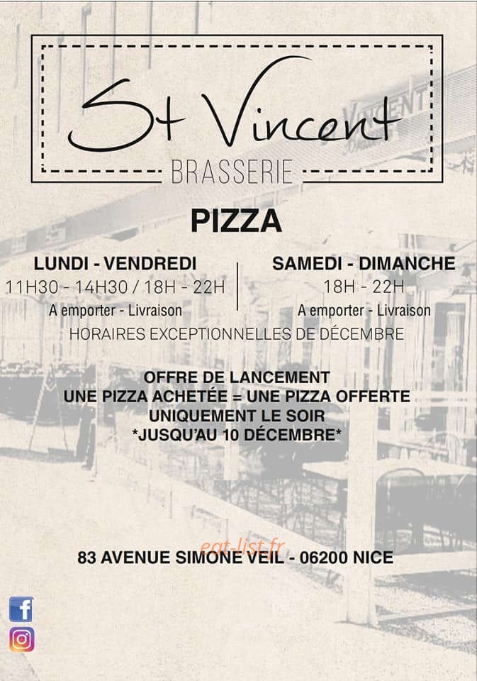 Brasserie Saint Vincent — carte page 1