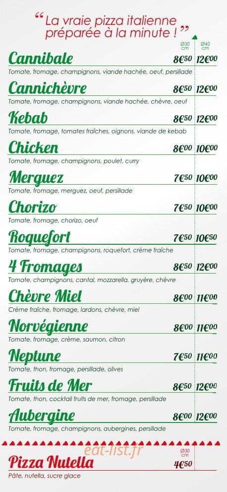 Break Pizza — carte page 3