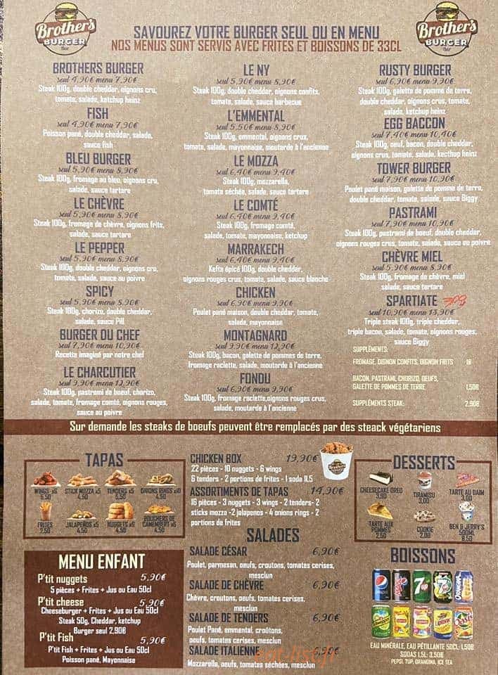 Brother's Burger — carte page 2