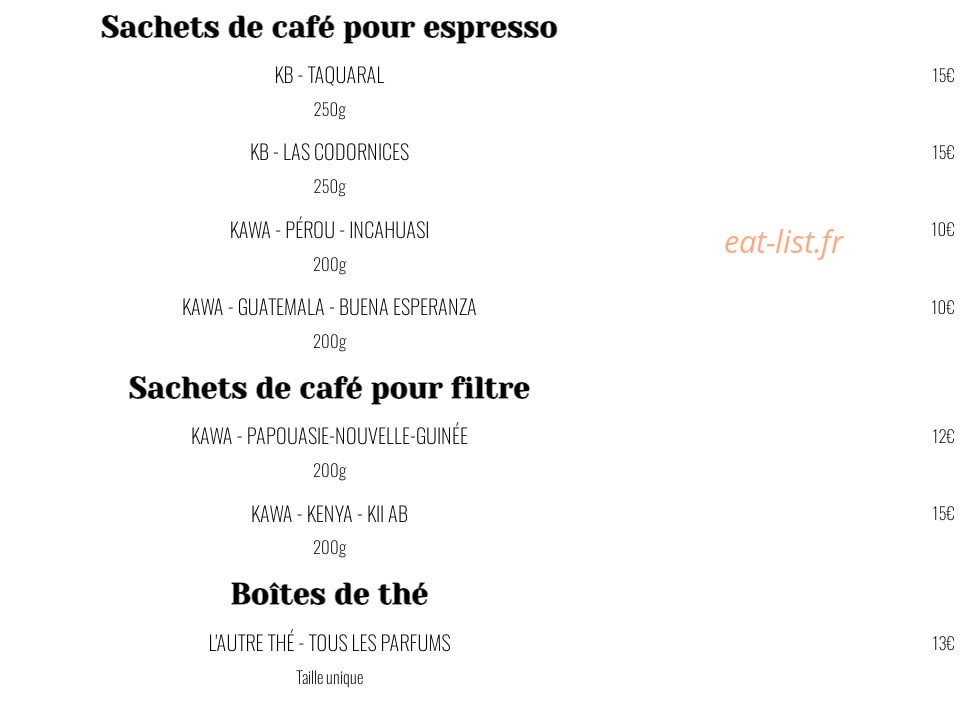 Brume Coffee — carte page 3